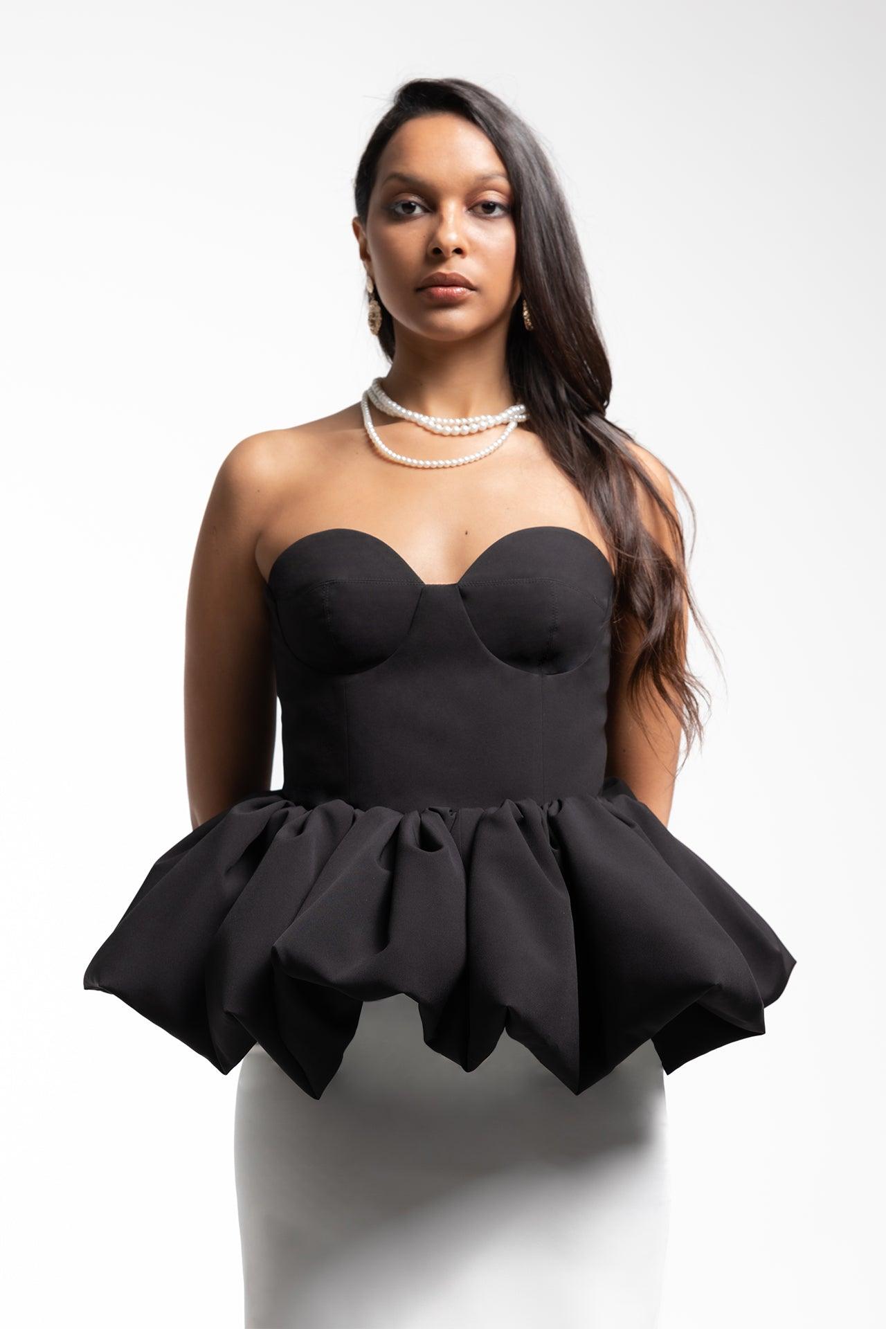 CORSET TOP WITH RUFFLES - MAZEJO